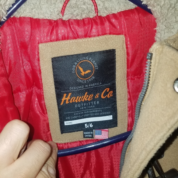 Boys Hawked & CO Camel Hooded Insulated Wool Blend Jacket Coat 5/6. - Picture 3 of 9